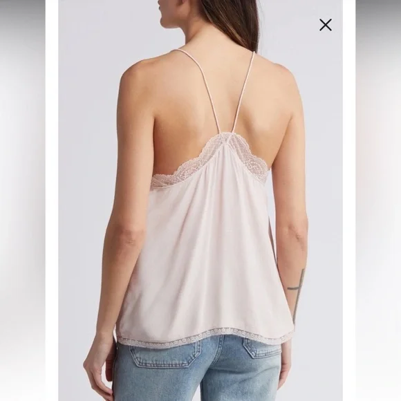 NWT Treasure & Bond Blush Baby Pink Lace Teddy Trim Cami Tank Top Size M - Picture 2 of 8